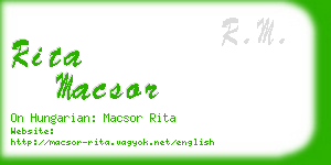 rita macsor business card